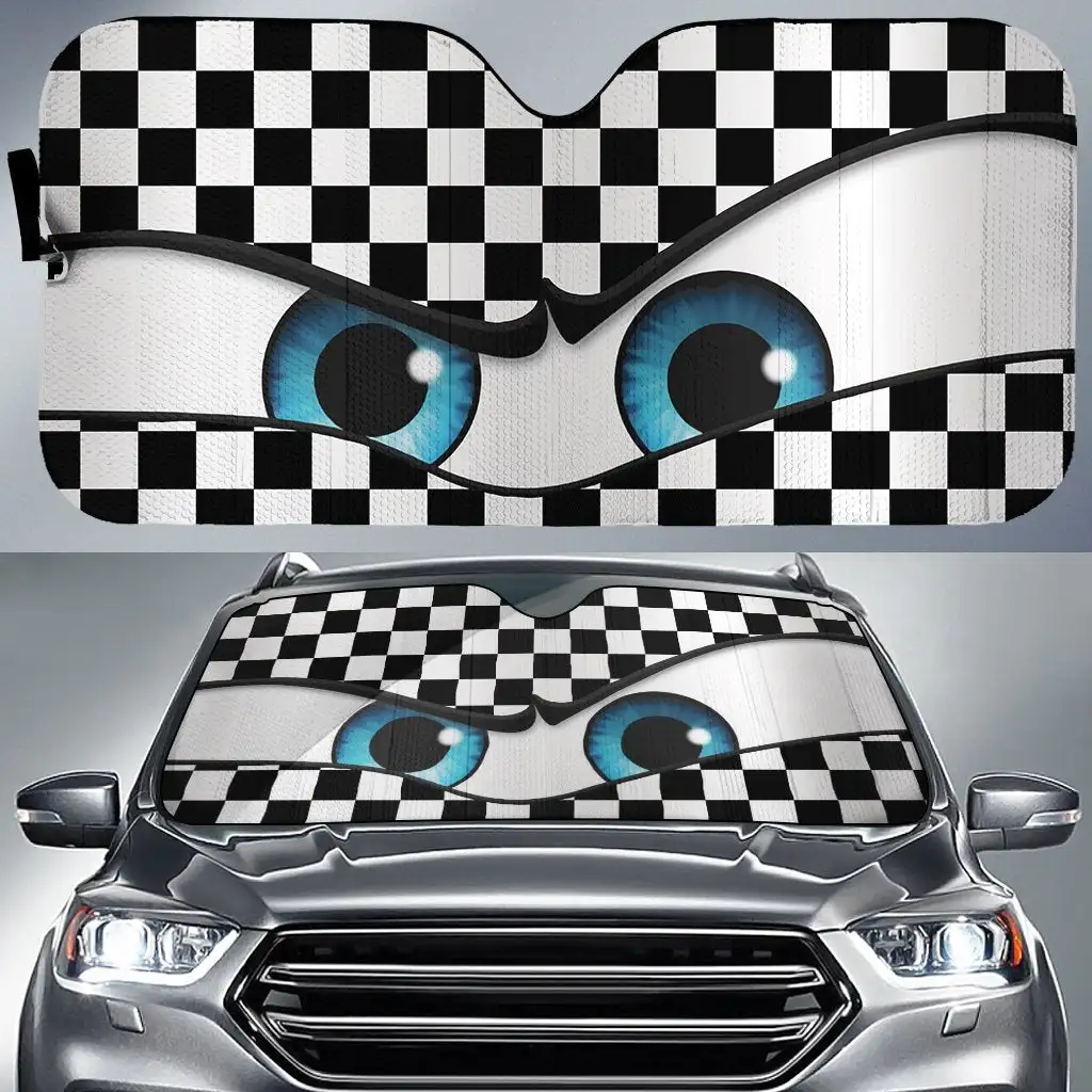 Car Windshield Sun Shade Funny Car Eyes Visor WearResistant Black Tape Foldable car sunshade windshield sunshade windshield sun shade