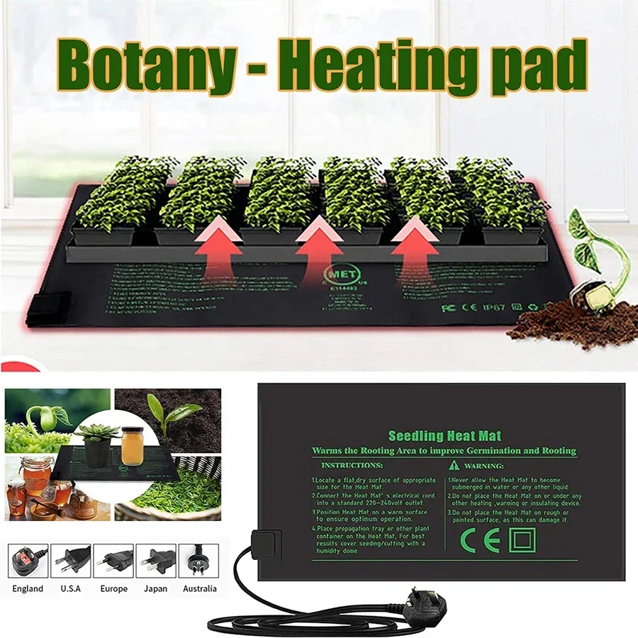 Seedling Heat Mat 4 Sizes 220V EU Plug Seedling Heat Mat Waterproof Hydroponic Heating Pad For Seed Starting Greenhouse Rooting Germination