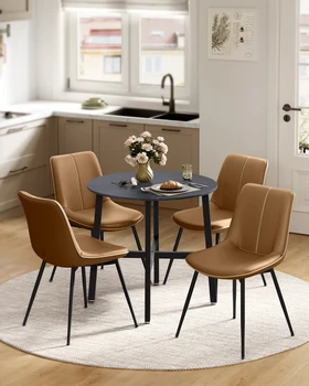 VASAGLE Dining Table, Round Kitchen Table, for Living Room, Office, 80 x 75 cm (Dia. x H), Industrial Style