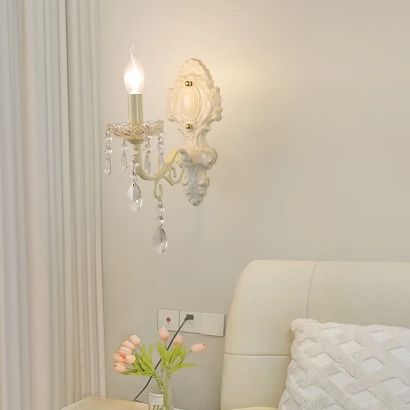 French Crystal Chandeliers Milky White Crystal Lamps Light Luxury Cream Style Dining Table Princess Room Girl Bedroom Chandelier
