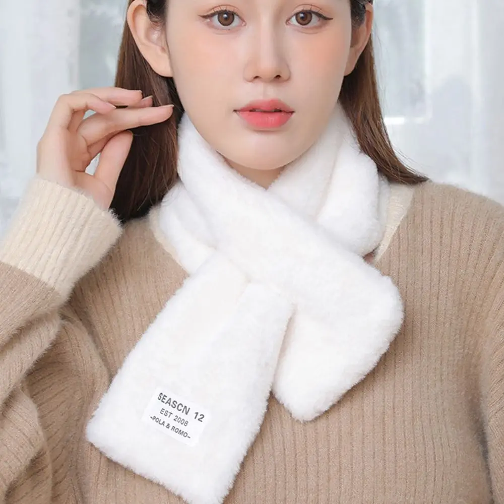 Winter Solid Color Faux Rabbit Fur Plush Scarf Neck Warmer