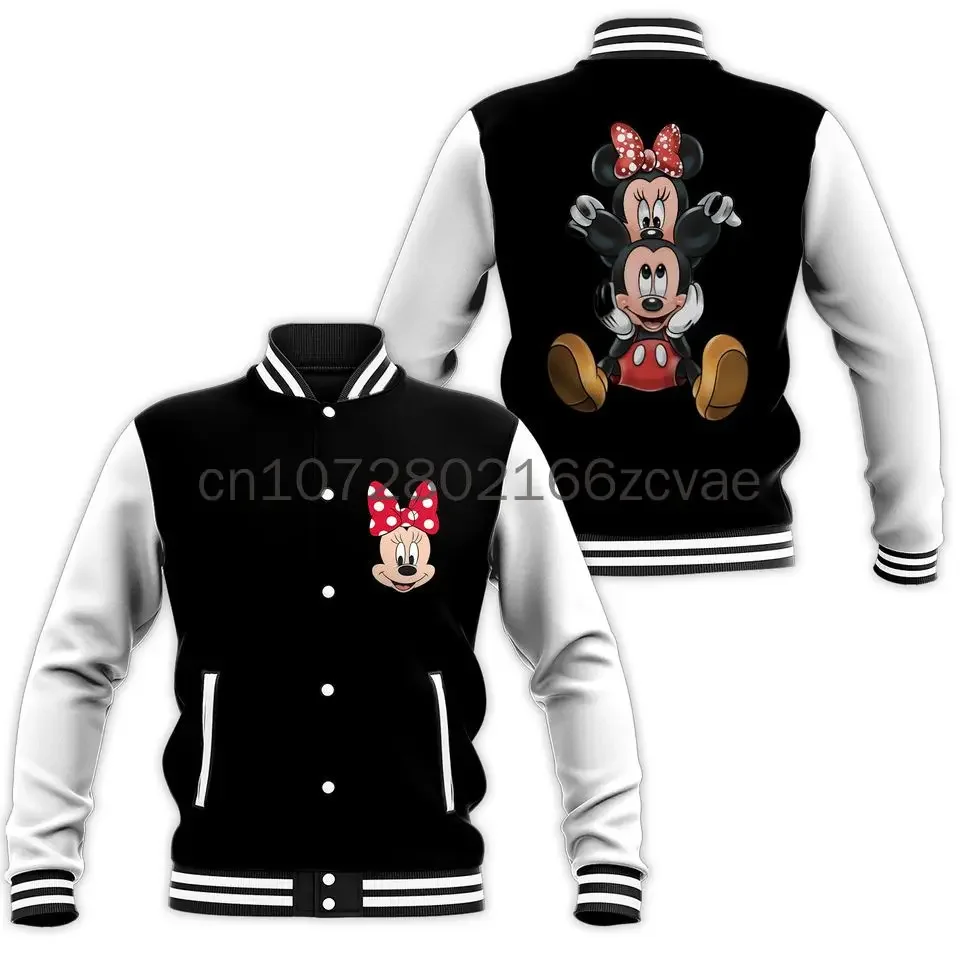 

2024 Summer New Mickey and Minnie Mouse Baseball Jackets Disney Casual Baseball Jacket Oversize Street Men's and Women's Jacke
