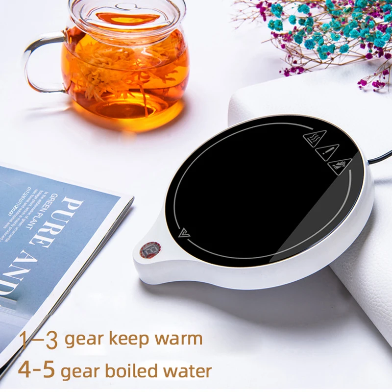 110V/220V Cup Heater Mug Warmer 100&deg;C Hot Tea Makers Warmer Coaster 5 Gear Temperature Cup Heaters Coffee Milk Tea Heating Pad
