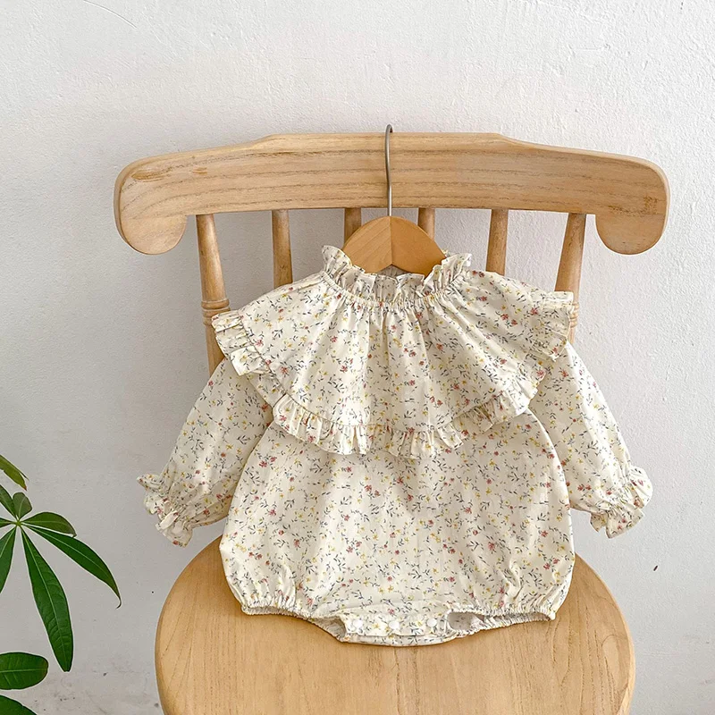 

Autumn New Floral Bud Collar Baby Bodysuit Korean Autumn Clothes Jumpsuit