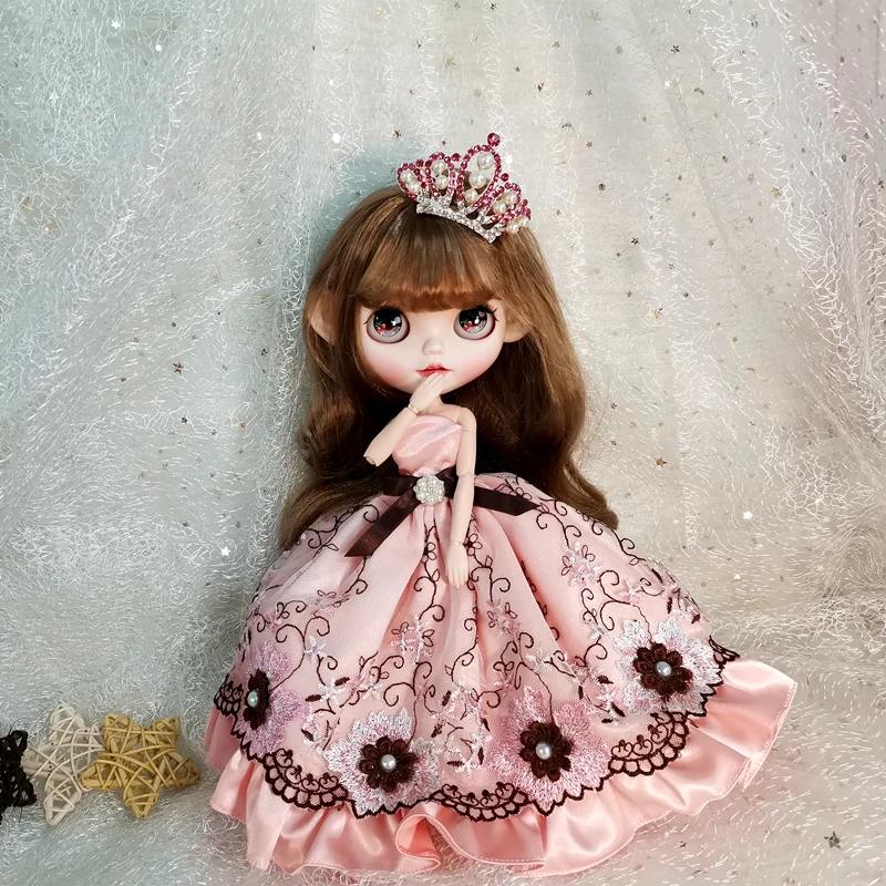 Blythe Doll Clothes Vintage Pink Bandeau Skir Abito Fatto A Mano Per Barbie Blythe Doll 28-30 Cm Accessori Ob22 Ob24 Azone