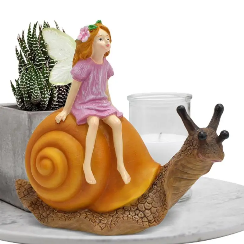 

Fairy & Snail Garden Statue Fairy Sitting Snail Sculpture Garden Statues Garden Decoration Funny Animal Crafts Weatherproof