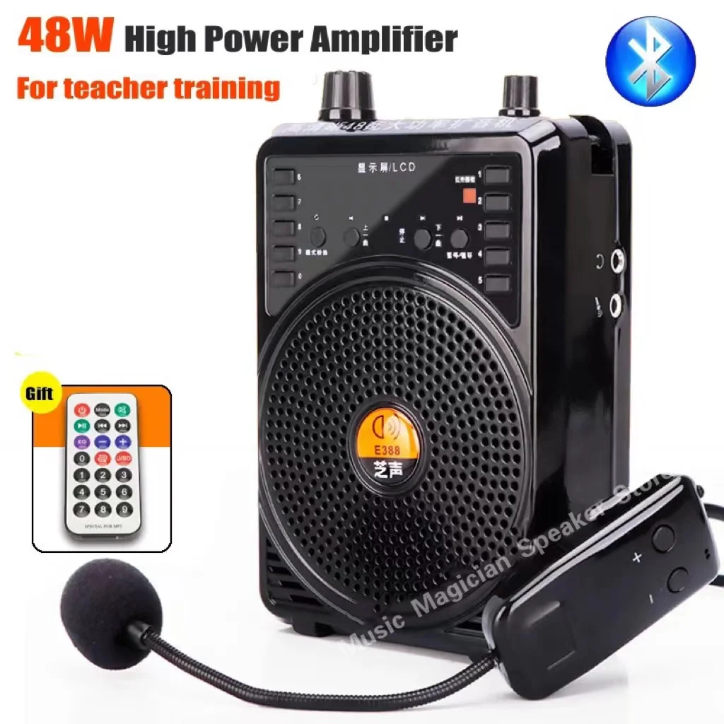 48W Wired 2.4G Wireless Voice Amplifier Portable Teaching Lecture Guide Promotion U-Disk Amplifier Microphone Bluetooth Speaker