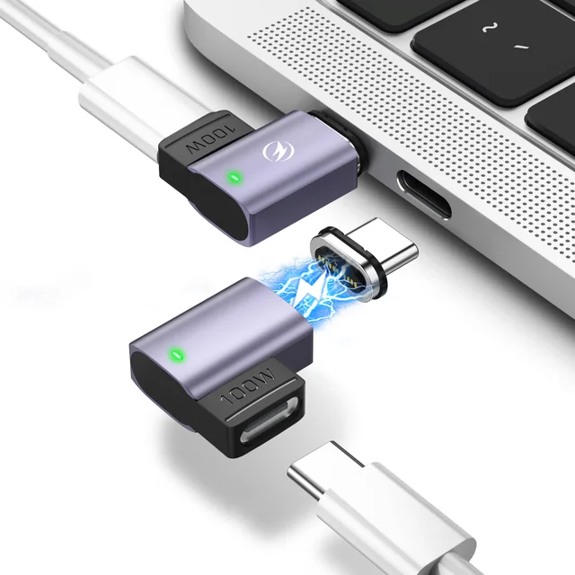 Магнитный адаптер FONKEN USB Type-C 100 Вт для Macbook Pro Air M1, адаптер для быстрой зарядки ноутбука, Магнитный адаптер USB C для Samsung 1