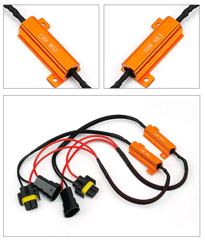 

1 шт., HB3HB4H8H1190069005H7H4H1 50 Вт, 6R, 8 Ом, 3Ω, 10RJ, автомобильный HID резистор, декодер, линия сопротивления, сопротивление, тяжелая фиксация противотуманной фары