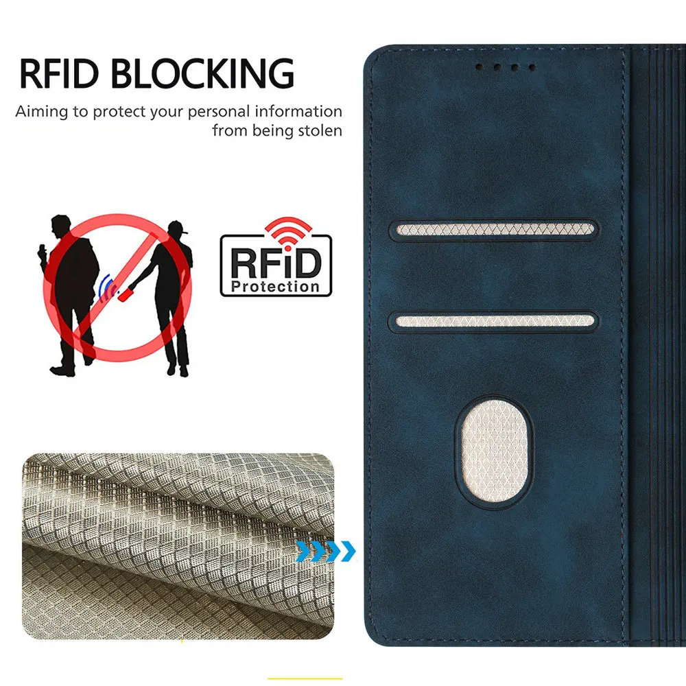 Premium RFID Magnetic Leather Wallet Flip Case - Luxury Cover