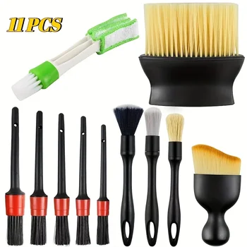 11pcs Car Detailing Brush Set Car Interior Detailing Brushes Auto Ultra Soft Brush Wheel Brush Car Cleaning Products