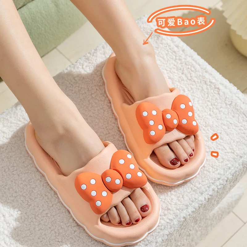 Fashion Pink Bowknot Platform Flip Flop for Women 2024 Summer Non Slip Home Slippers Woman Thick Sole  Slides Sandals ﻿
