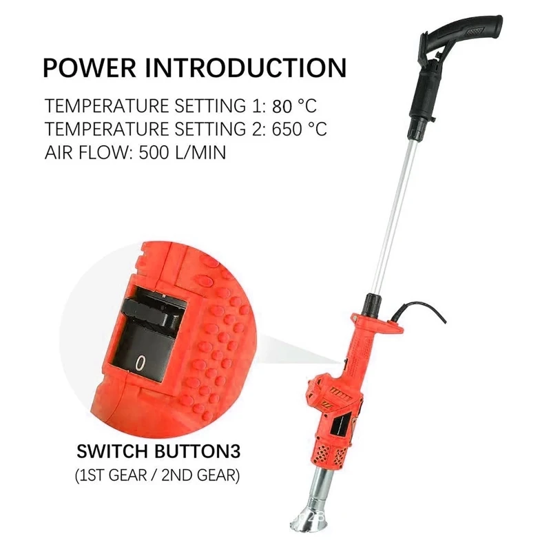Electric Weed Burner 2000W Garden Weed Killer Thermal Weeding Stick Hot Air Weed Torch Kitchen Lighter BBQ Igniter Weeder Tool 6