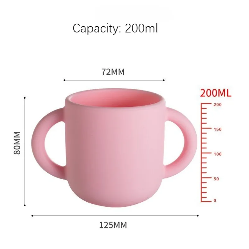 Double Handled Cup Tiny Silicone Drinking Training Cup for Baby and Toddler Learning 6months Drink Shatterproof Infant 2 Shank