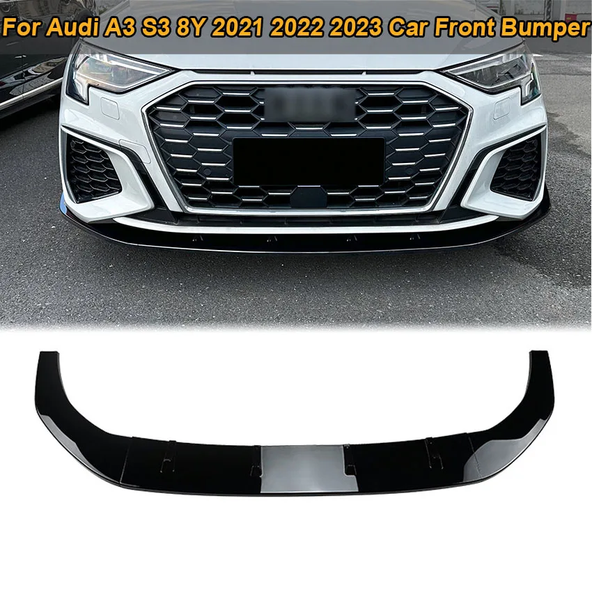 

Car Front Bumper For Audi A3 S3 8Y 2021 2022 2023 Lip Spoiler Lower Side Splitters Body Kit Guards Cover ABS Auto Accessories