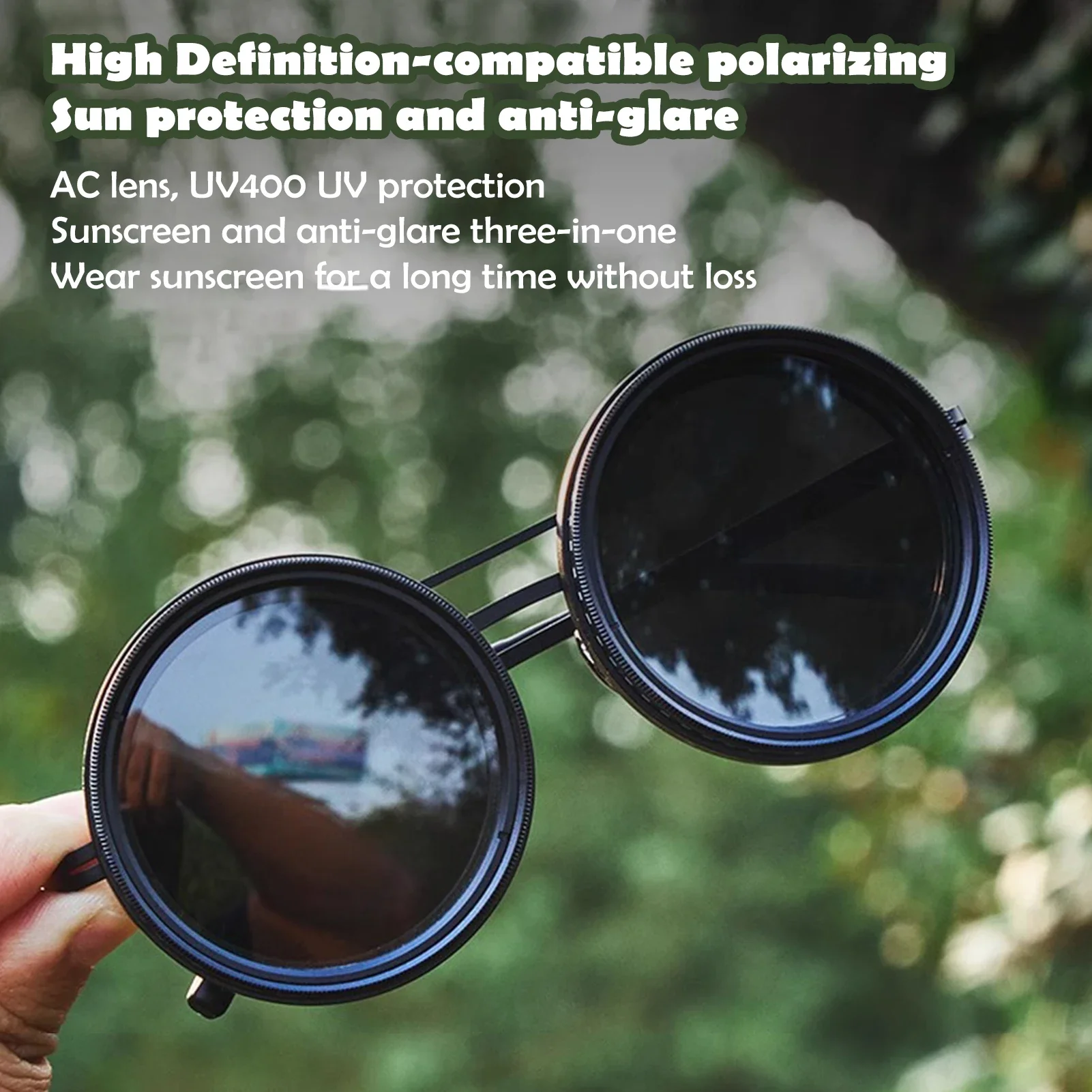 Adjustable 1-9 Gears Sunglasses Rounded Polarized Glasses ND Filter Lenses Handcrafted Retro Glasses Unisex Vintage Style