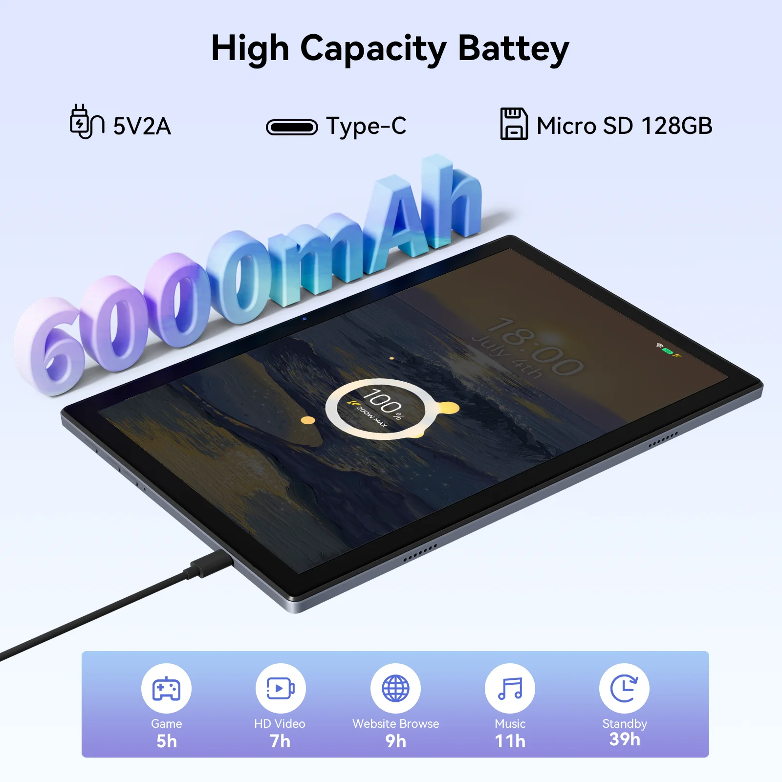 (Clearance) LeoPad10S Tablet Android 11 10.1 Inch 4-Cores 4GB RAM 32GB ROM 1280x800 IPS 6000mAh Dual Camera Type-C Metal Body 2
