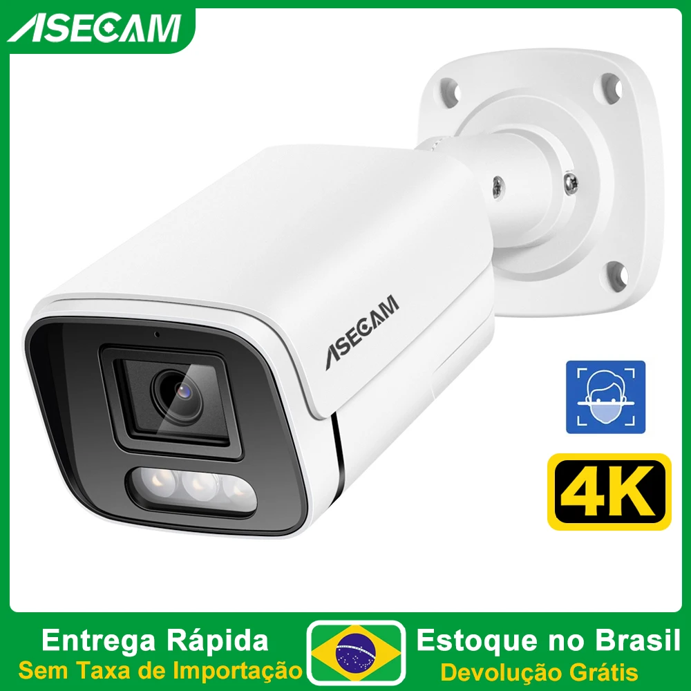 8mp 4k camera de segurança áudio detecção de rosto externa ai h.265 RTSP onvif Visão noturna colorida 4mp poe ip câmera de vigilância