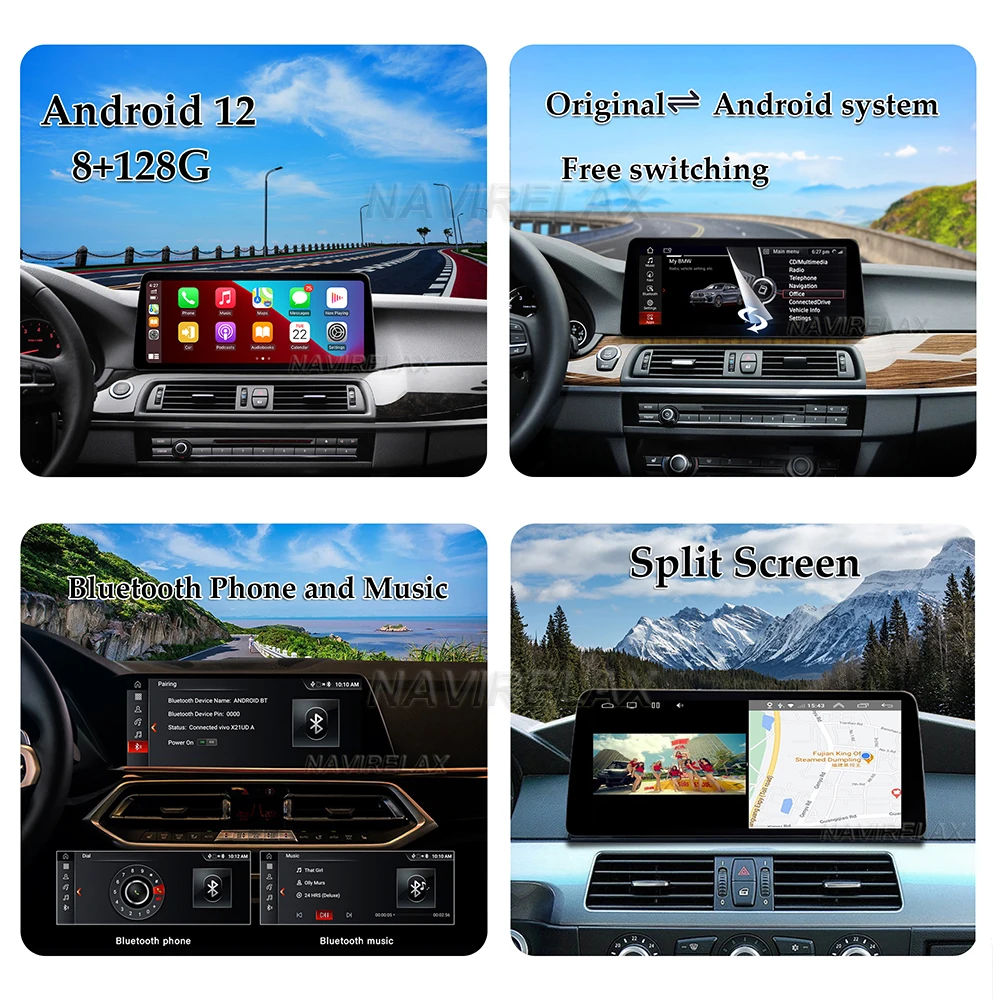 CarPlay inalámbrico para coche, dispositivo con pantalla QLED ID8 de 8,8 pulgadas, Android 13, para BMW Serie 3, 5, E60, E61, E63, E64, M6, E90, E91, E92, CCC, NBT