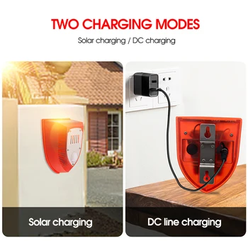 Solar Powered Infrared Motion Sensor Detector Alarm Light with 129db Dog Barking Independent Security Alarm for Home Garden Farm 5