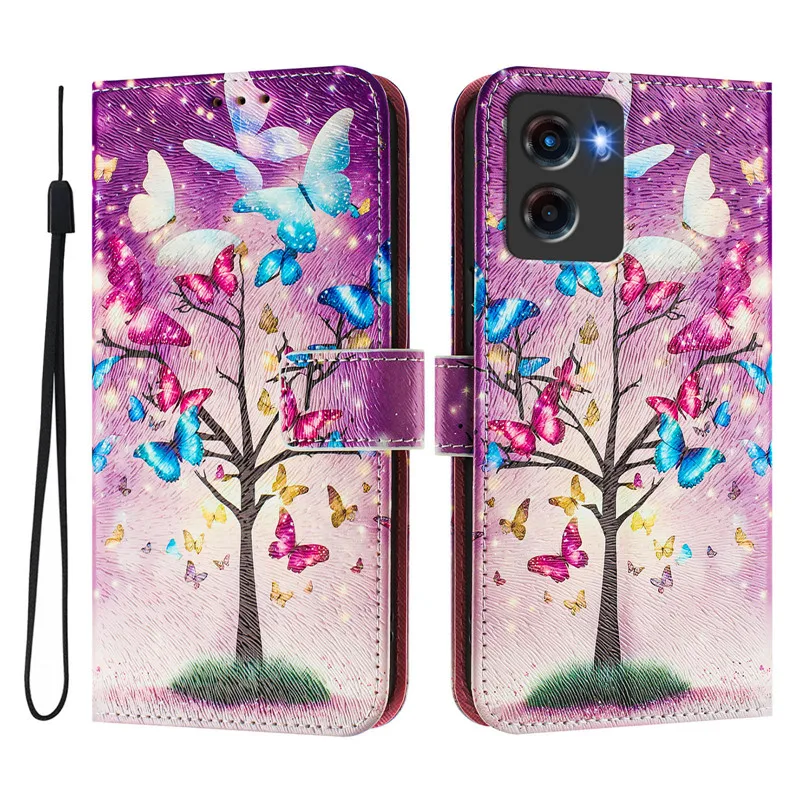 Custodia Motorola Moto E15 A Portafoglio Con Fiori - Copertina Flip In Pelle Con Porta Carte E Supporto Magnetico - 2