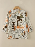 Summer Stylish Printed Blouses 2025 ZANZEA Women Shirt Casual O Neck 3/4 Sleeve Work Blusas Female Holiday Tops Tunic Oversize - Image 3
