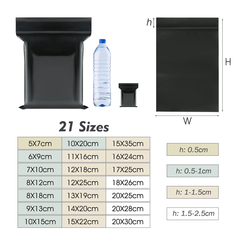 0.13mm Thickness Black Plastic Ziplock Bag Resealable PE Zipper Bag for Sundries Gift Waterproof Dustproof Seal Storage Packing 2