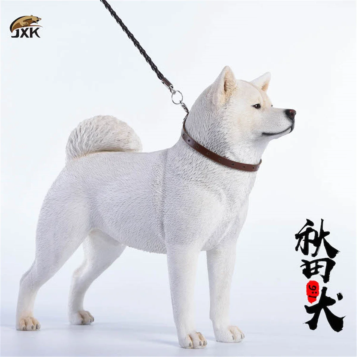 犬のフィギュアセット（茶色と白） ZXK 1:6 スケール日本の秋田犬ペットフィギュア癒し動物