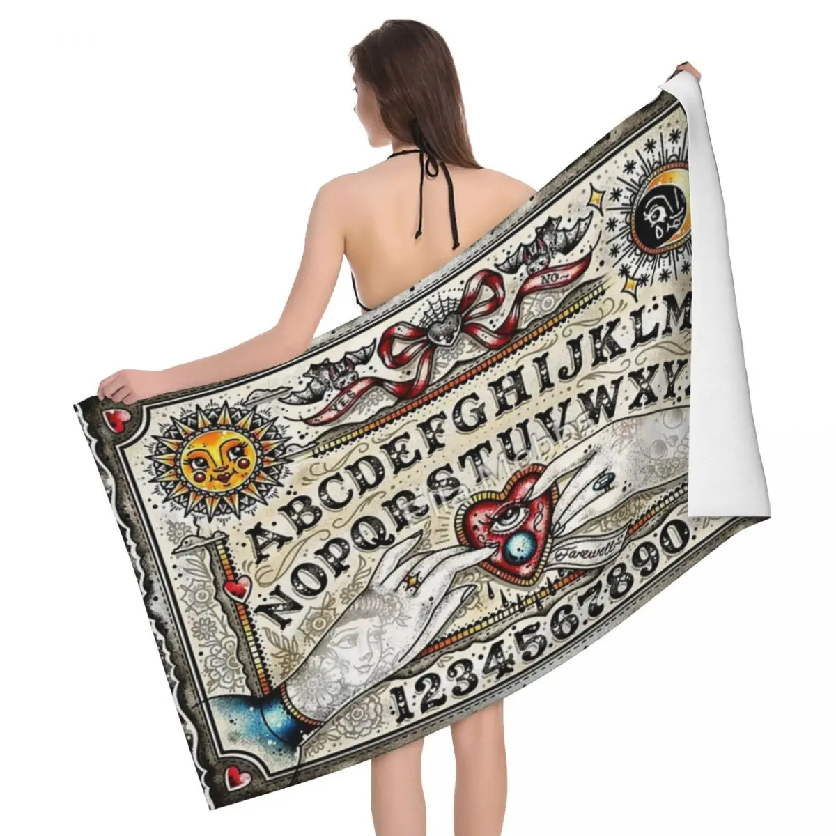 

Ouija милые Традиционные татуировки Flash 80x130 см банное полотенце приятное для кожи для ванной комнаты