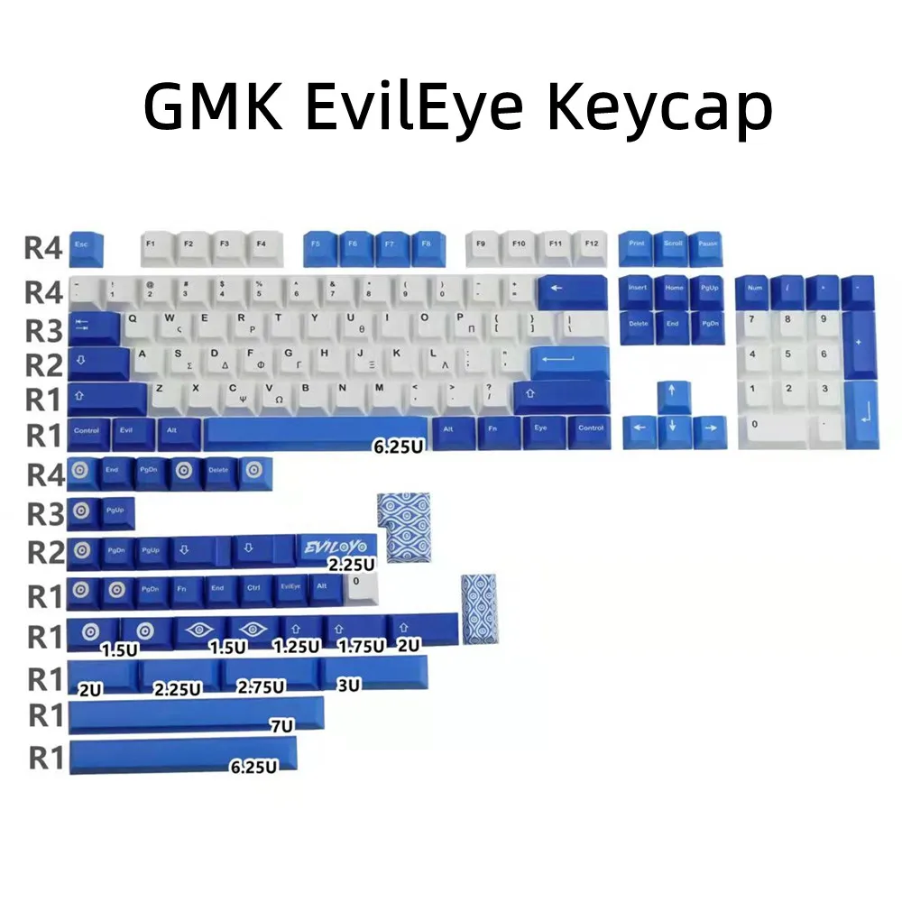Gmk Evileye Keycap Perfil de Cereja Material Pbt Lados Dye Subbed Outemu Gateron Kailh Ttc Cereja mx Interruptores 142 Teclas por Conjuntos