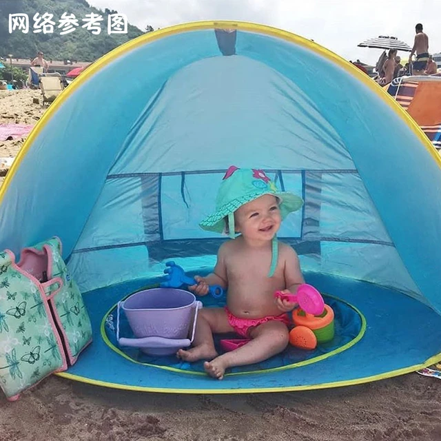 Tienda de playa para bebés, toldo de sol emergente, casa de juegos, refugio  solar, piscina infantil