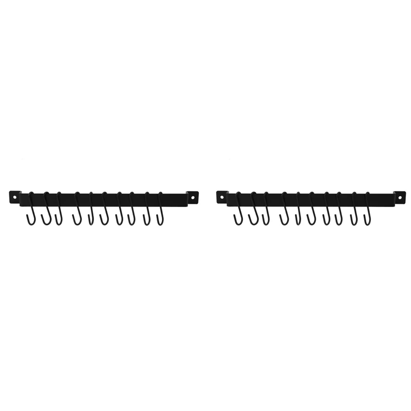 

HOT SALE 2Pcs Wall Mount Pot Rack,435Mm Industrial Hanging Rail Kitchen Utensils Hanger Organiser,Lid Holder,With 20X S Hooks
