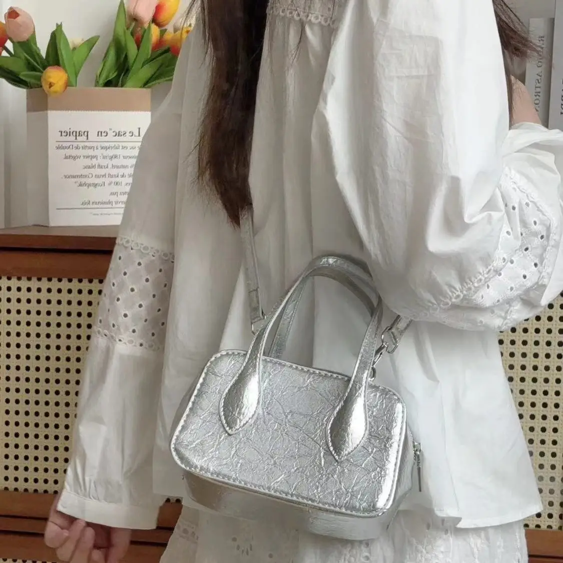 JIAERDI Hot Girls Gold Hand Bag Ladies 2025 High Street Handle Leather Casual Square Bag Women Retro Crossbody Bags Aesthetic