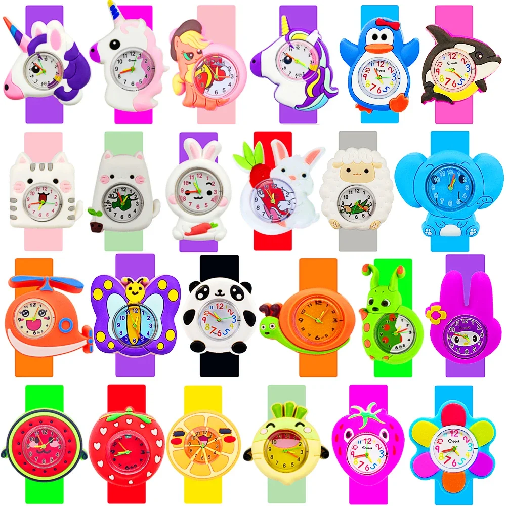 

Non Toxic Silicone Strap Slap Children Watch Clock Cartoon Animal Waterproof Kids Watches Baby Study Time Toy Christmas Gift