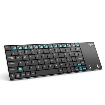 러시아어 스페인어 영어 프랑스어 키보드 무선 Rii K12 +/i12 + 미니 키보드, 안드로이드 노트북 PC TV 박스용 터치 패드 마우스 포함