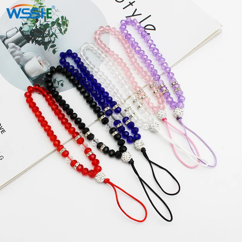 Crystal Bead Long Short Phone Lanyard Necklace Strap for Iphone Huawei Redmi Xiaomi Samsung Camera Keychain on The Phone_voghion.com