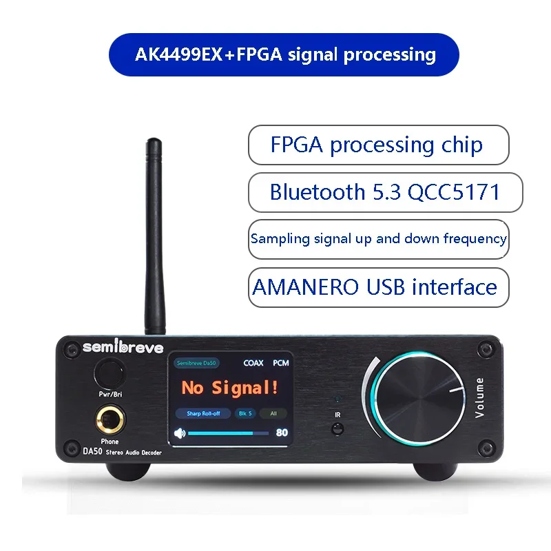 AK4499EX Audio Decoder DAC QCC5171 Bluetooth 5.3 DSD512 RGB Light Effect FPGA Lossless Decoder AS318B Femtosecond Crystal audio decoder
