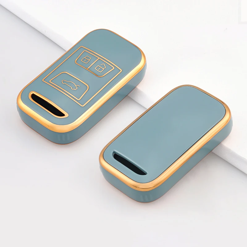 Durable 3-Button TPU Car Remote Key Fob Cover with Case Holder Protector