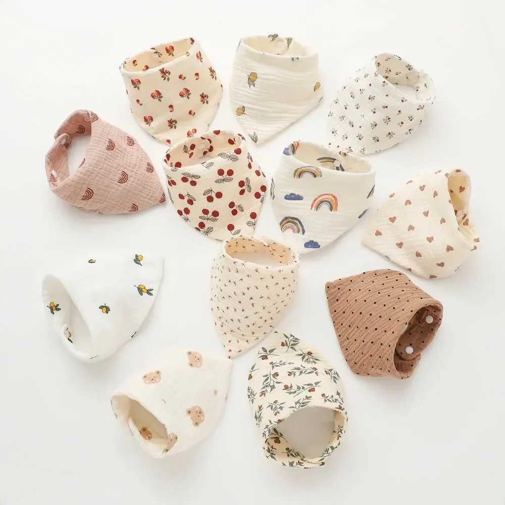 Baby Muslin Bibs Triangle Soft Cotton Burp Cloth Saliva Towel Apron Bandana Scarf Boys Girls Feeding