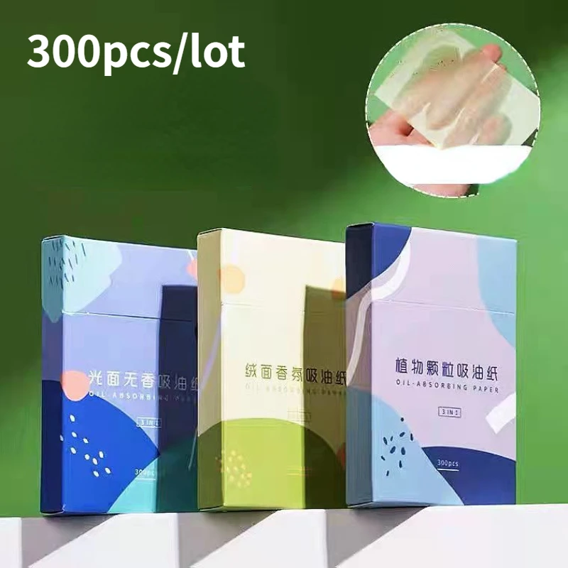 300Pcs/set Facial Oil Blotting Paper Portable Pull-out Perfumed Makeup Oil Absorbent Paper Face Oil Control Oil Cleaning Paper