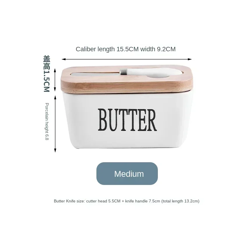 Butter Container Ceramic Box Restaurant Sealed Storage Box Cheese Boxwith Knife Butter Slicer Dish Tableware