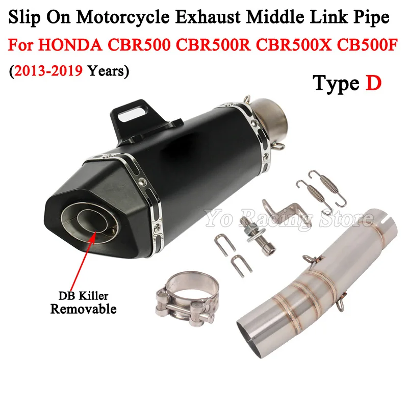 Slip On For Honda CBR500 CBR500F CB500X R 2013 - 2019 Years Motorcycle Exhaust Escape Modify Mid Link Pipe Muffler DB Killer - Image 3