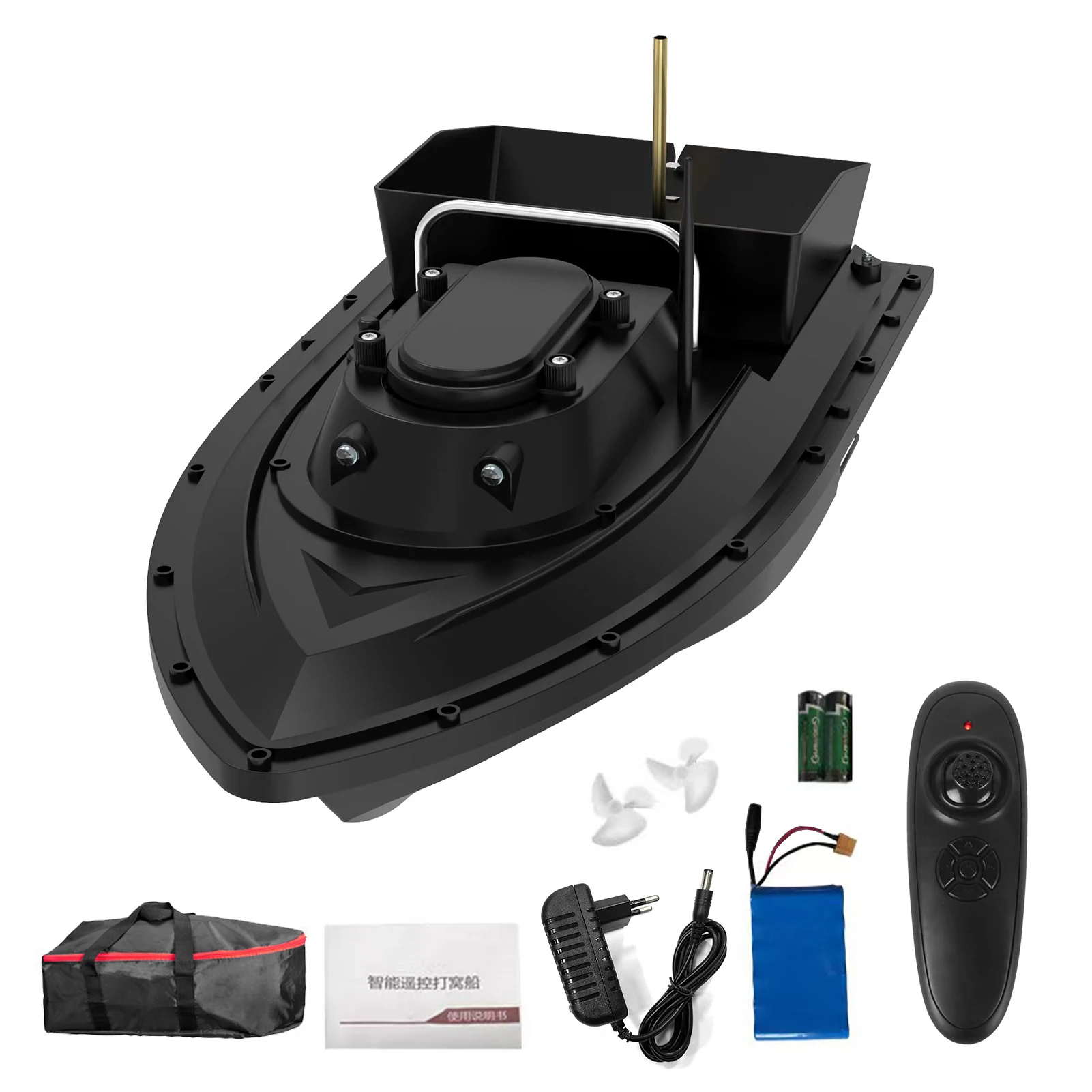 Bateau d'appât de pêche sans fil GPS à télécommande de 500 m, écran LCD