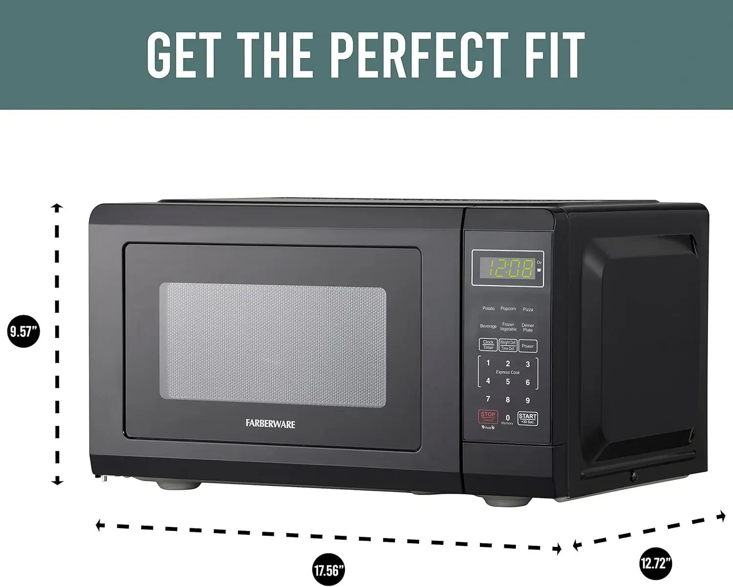 Compact Countertop Microwave Oven 0.7 Cu. Ft. 700-Watt with LED Lighting, Child Lock, Easy Clean Grey Interior, Retro 5