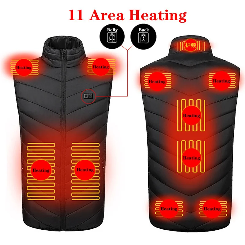 Heated Jacket Usb Heated Vest Men Winter Body Warmer Heating Jacket Men Outdoor Electric Self Heated Vest Waistcoat Veste Plus Size 6XL