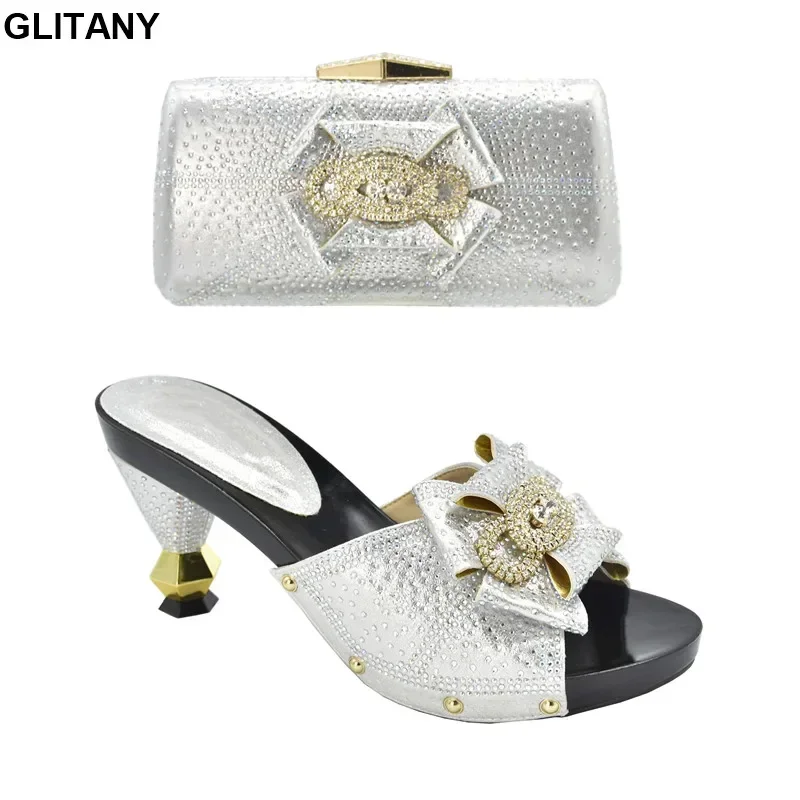 

New Italian Shoes with Matching Bag Set Decorated with Appliques African Shoes and Bags Matching Set Elegant Italian Women Pumps