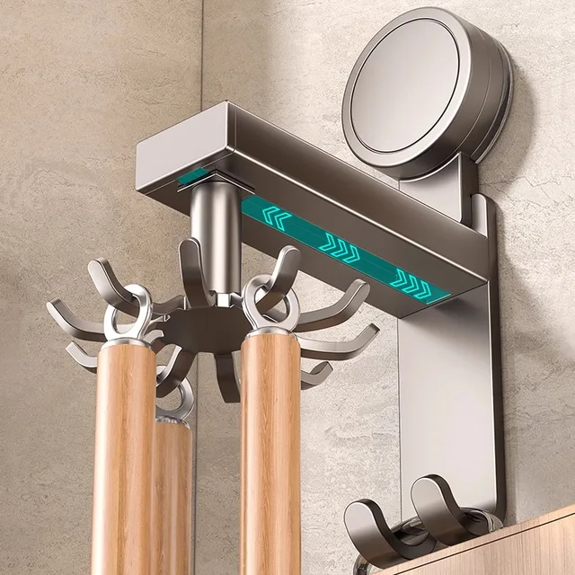 360 ° Gancio a ventosa rotante - Supporto da parete a 6 artigli senza trapano per utensili da cucina, organizer per spatola/cucchiaio (1 pezzo) Salvaspazio 2