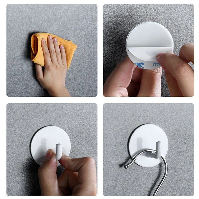 4 ชิ้น Heavy Duty ตะขอสแตนเลสกุญแจแขวนเสื้อผ้า Hook กันน้ําห้องครัวห้องน้ํา Robe Coat ผ้าเช็ดตัว Organizer Hook 5