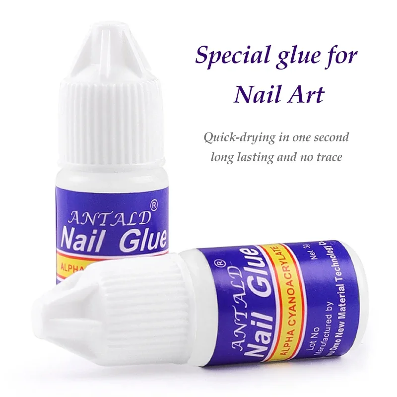 5pcs 3g Fast drying nail art glue tips glitter UV acrylic rhinestones decorations nail glue false tip multipurpose manicure tool nail glue