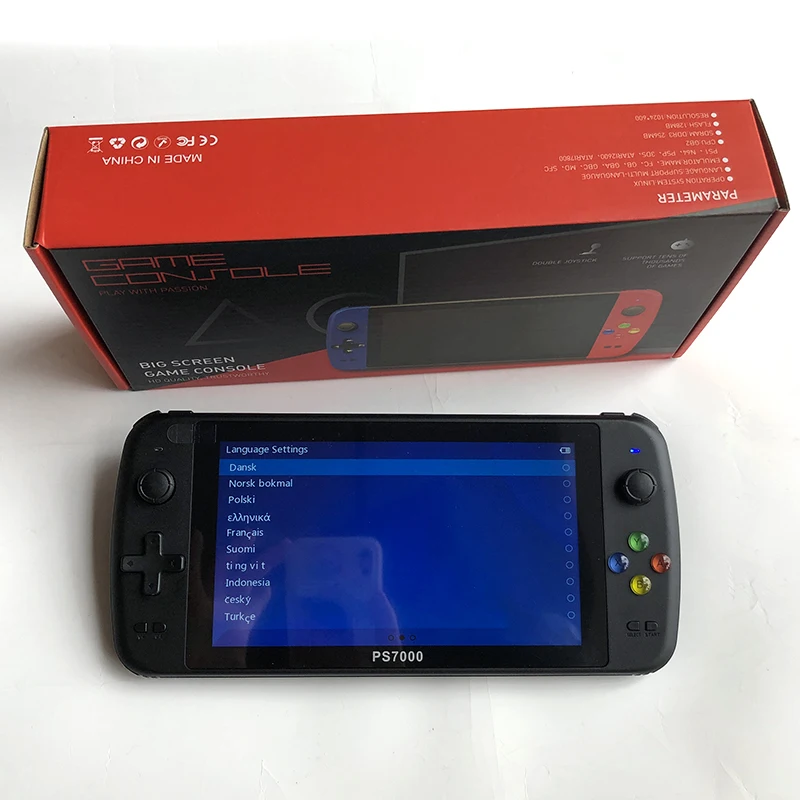 ps7000 game console with 2 gamepads 64GB 5000 free games for MAME/CPS/SegaMD 7 inch Handheld Classic Portable Game Console